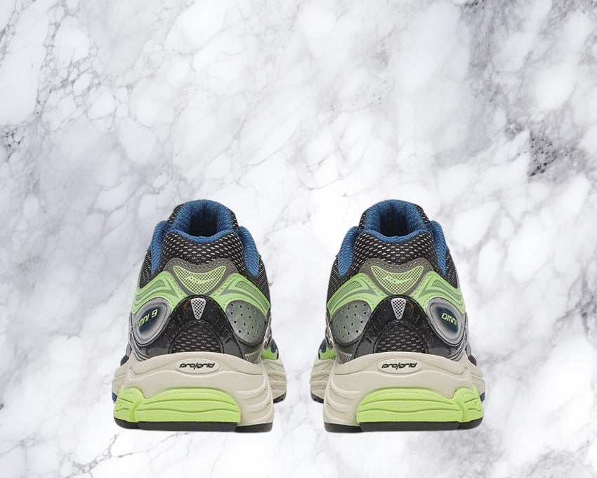saucony omni 9 bleu/vert